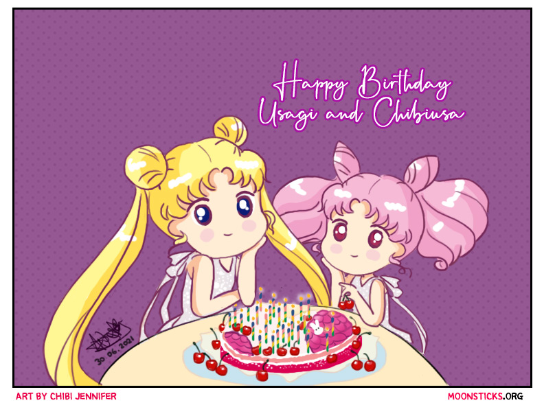 Happy Birthday Usagi and Chibiusa for June 30th. MoonSticks art by Chibi Jennifer