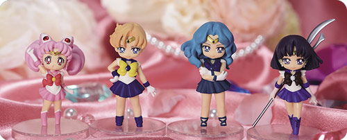 Sailor Chibi Moon, Sailor Uranus, Sailor Neptune and Sailor Pluto UFO crane prizes
