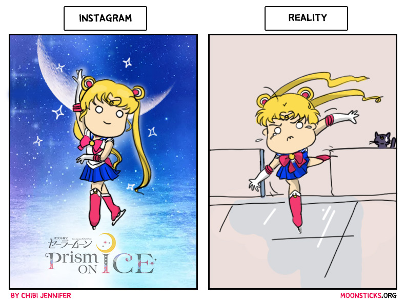 MoonSticks Sailor Moon Comic #82 Sailor Moon Prism on Ice Show Instagram vs Reality