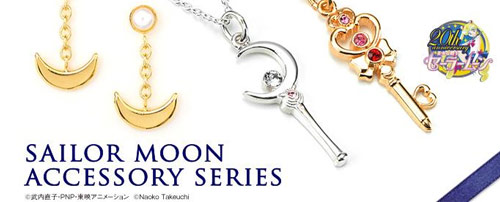 Premium Bandai Sailor Moon Silver 925 Moon Stick, Time Key and Earrings