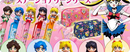 Sailor Moon Pens with Chibi Mascots & Pencil Cases